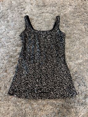 imaginary voyage Black and Silver Sequin Strapless Top